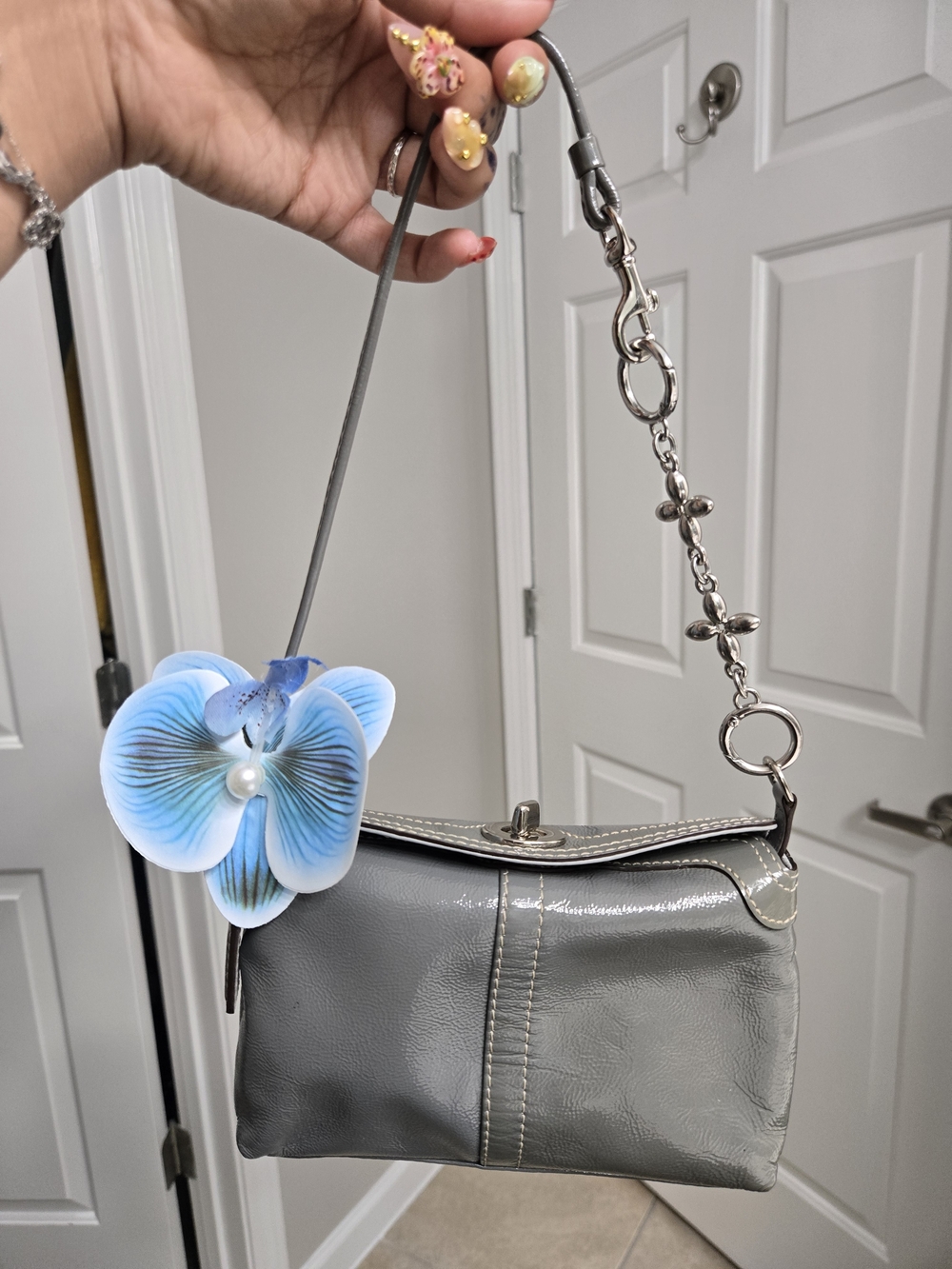 Gray COACH Turnlock Bag Pouchette